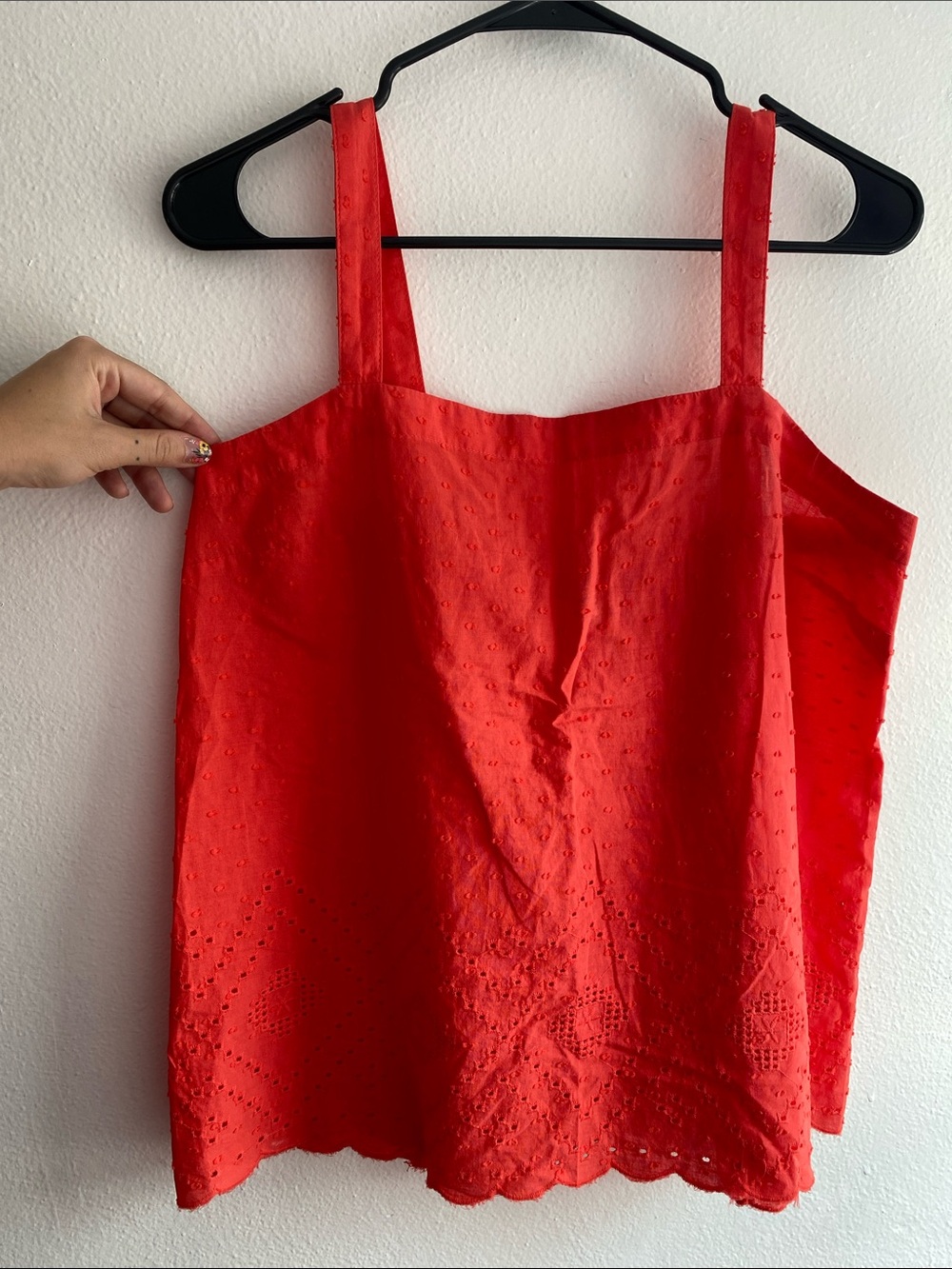 Falls Creek Vivid Coral Eyelet Square-Neck Tank